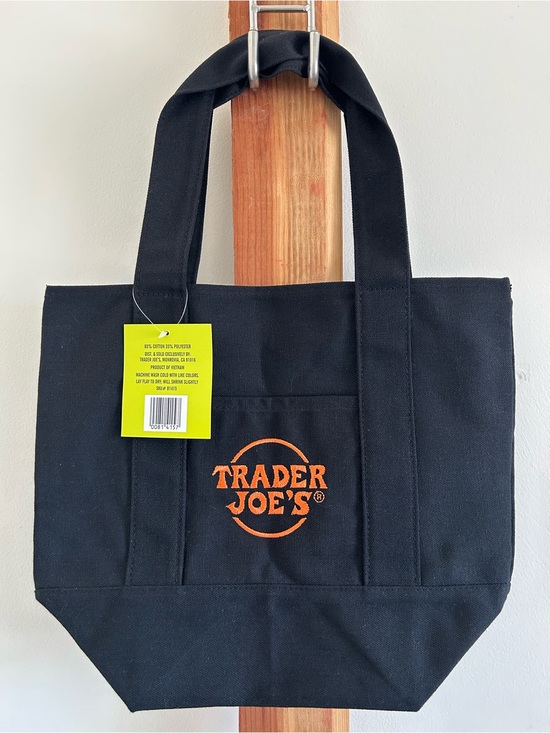 Trader Joe'S Handbags - Trader Joe's Black Canvas Tote with Orange Logo
